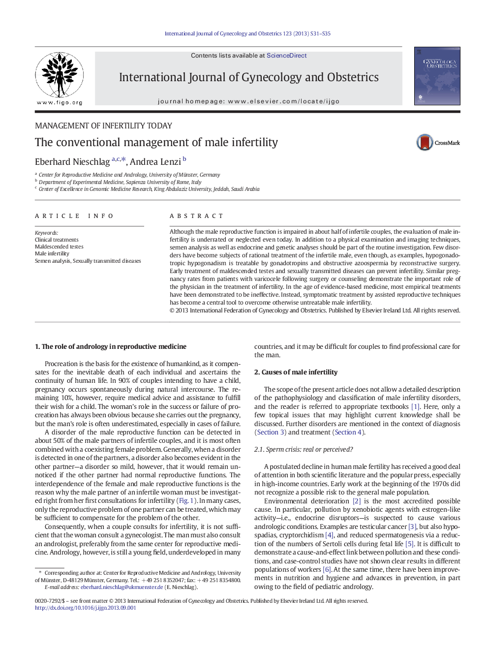 The conventional management of male infertility