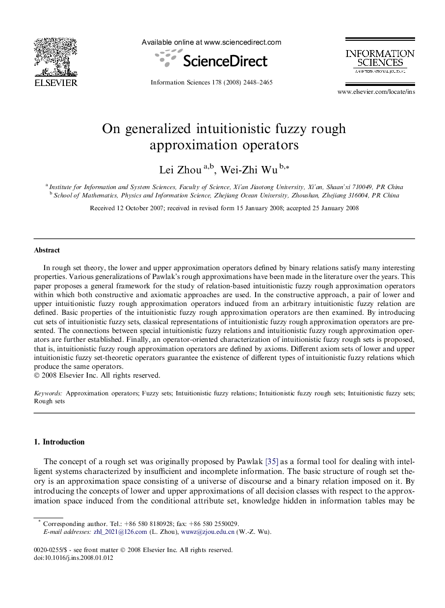 On generalized intuitionistic fuzzy rough approximation operators