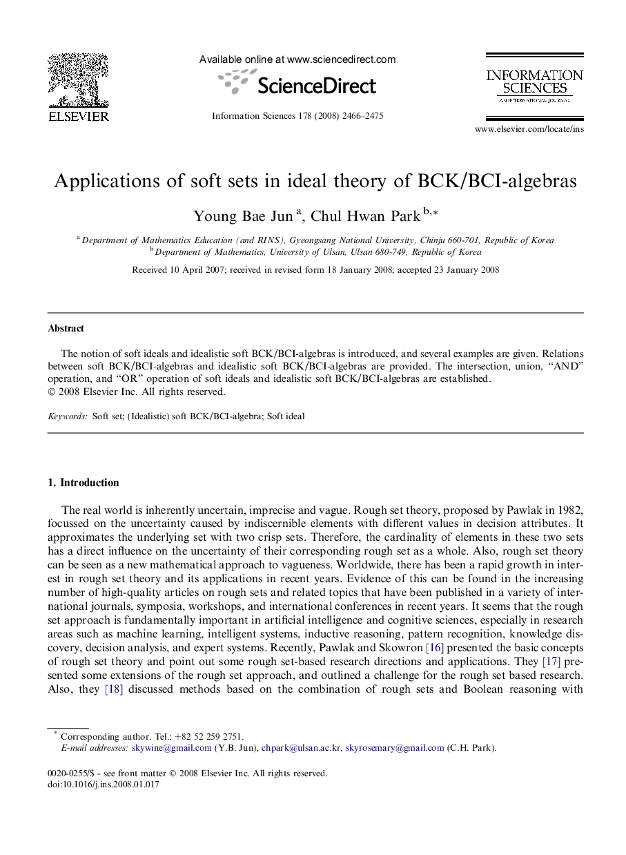 Applications of soft sets in ideal theory of BCK/BCI-algebras