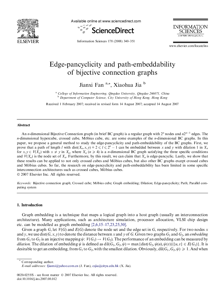 Edge-pancyclicity and path-embeddability of bijective connection graphs