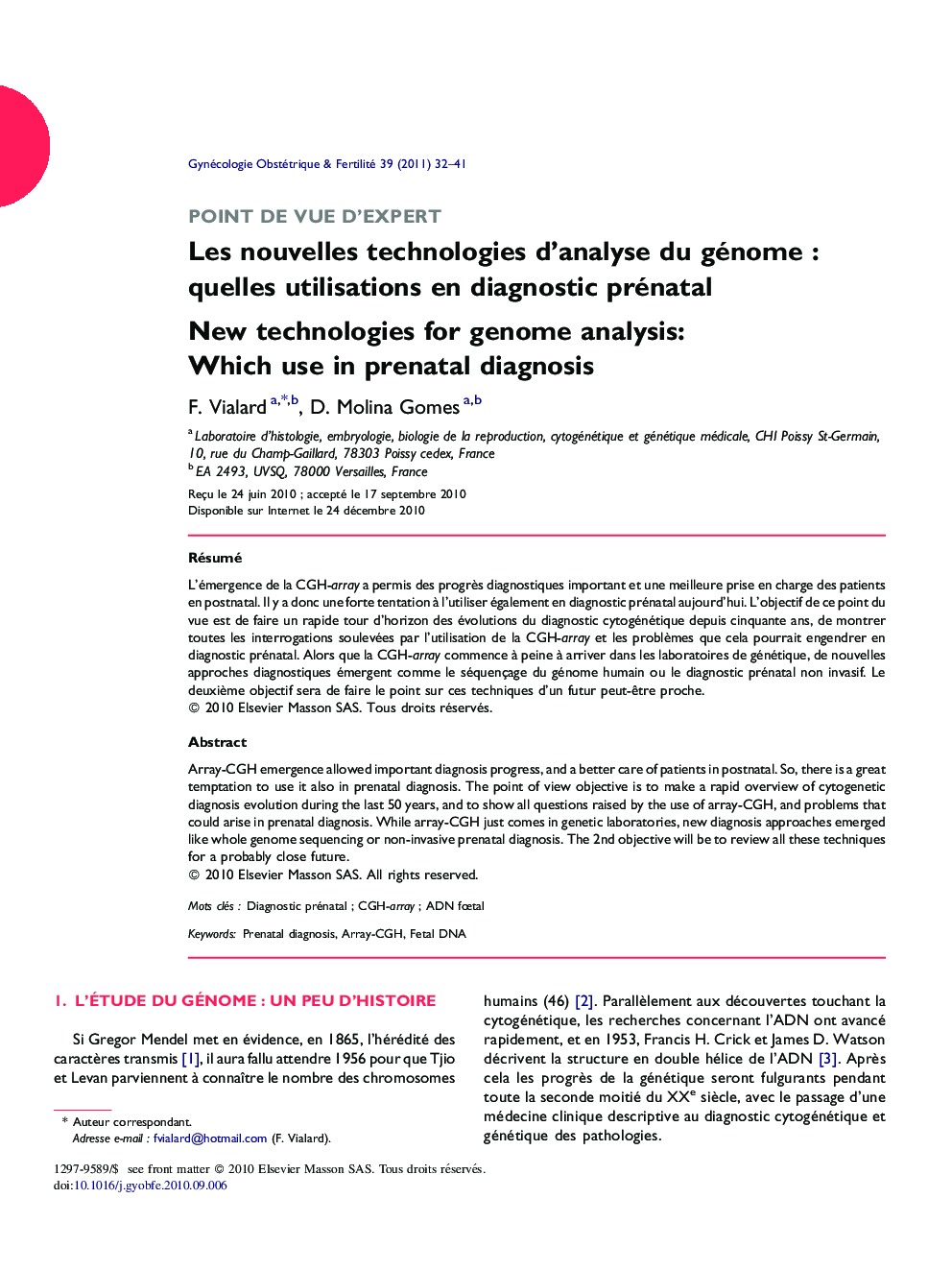 Les nouvelles technologies d’analyse du génome : quelles utilisations en diagnostic prénatal