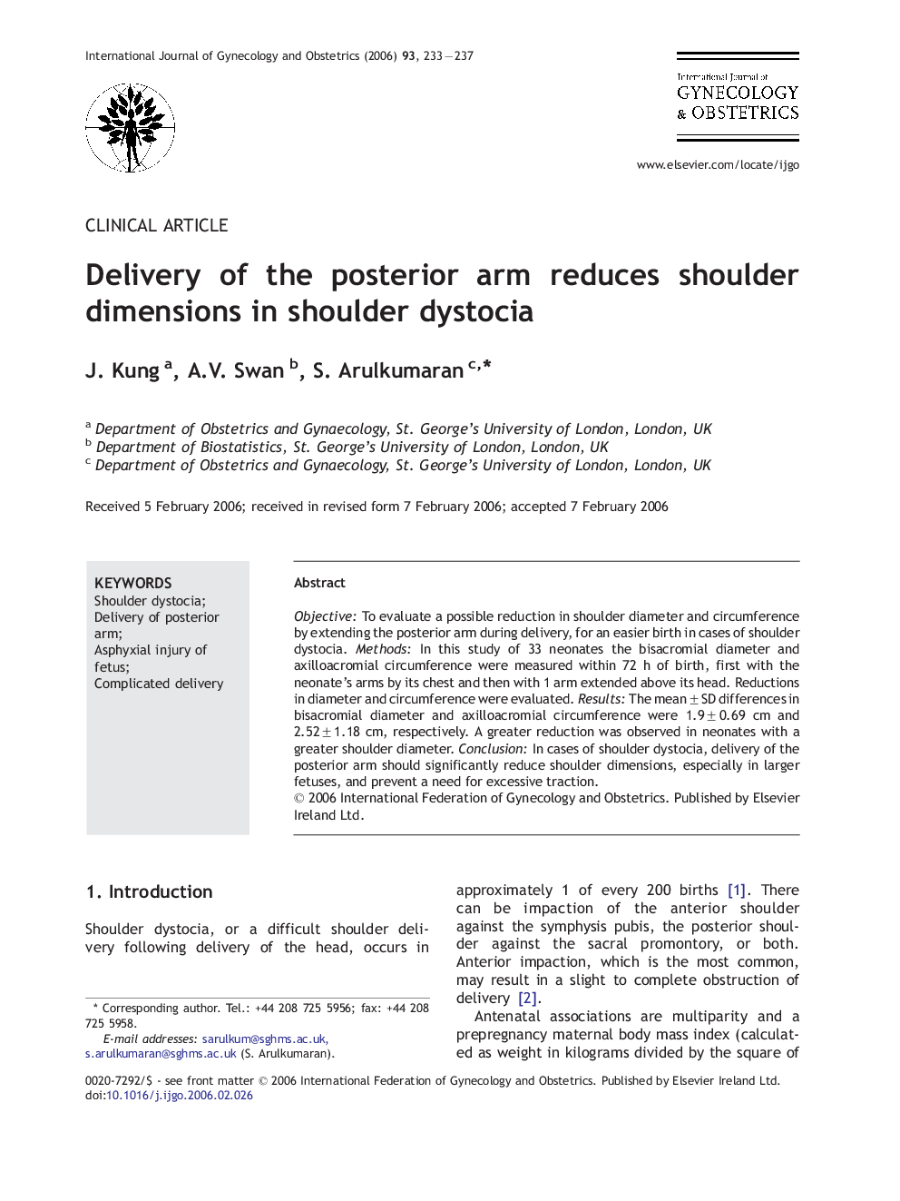 Delivery of the posterior arm reduces shoulder dimensions in shoulder dystocia