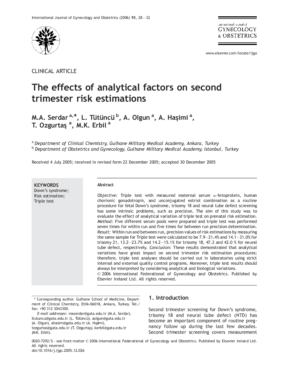 The effects of analytical factors on second trimester risk estimations