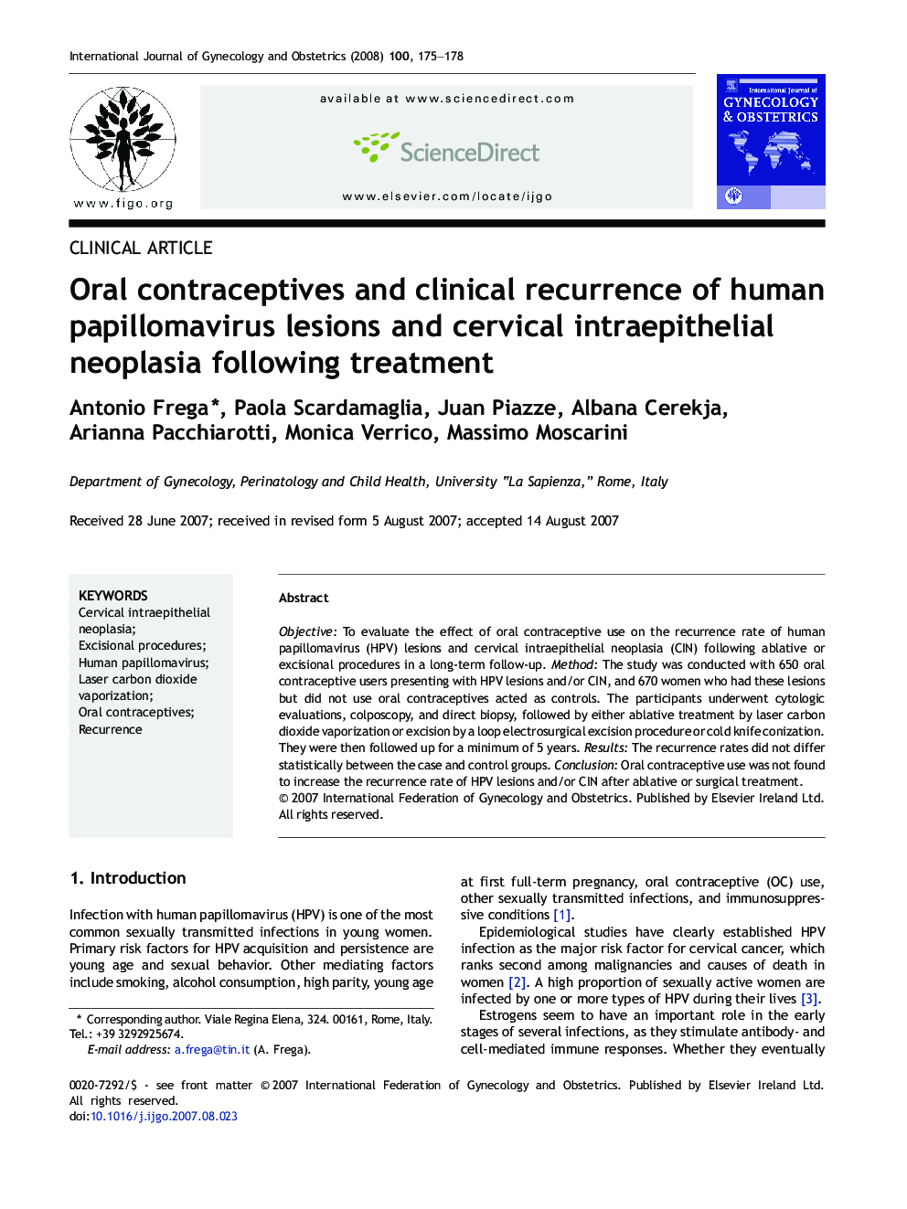 Oral contraceptives and clinical recurrence of human papillomavirus lesions and cervical intraepithelial neoplasia following treatment