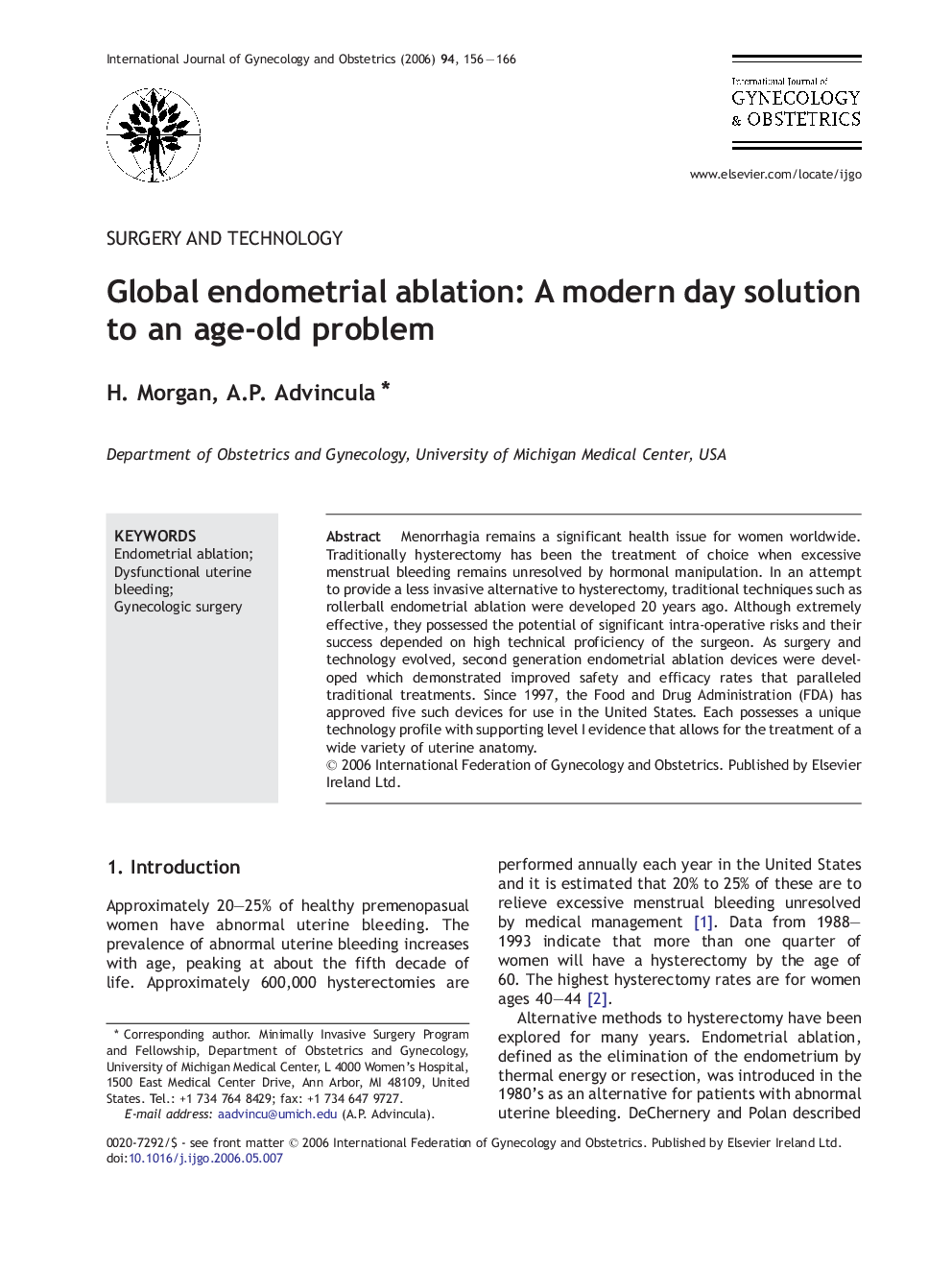 Global endometrial ablation: A modern day solution to an age-old problem