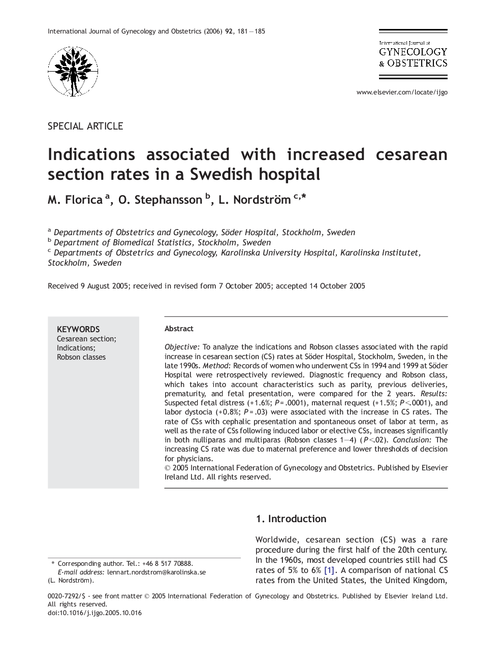 Indications associated with increased cesarean section rates in a Swedish hospital