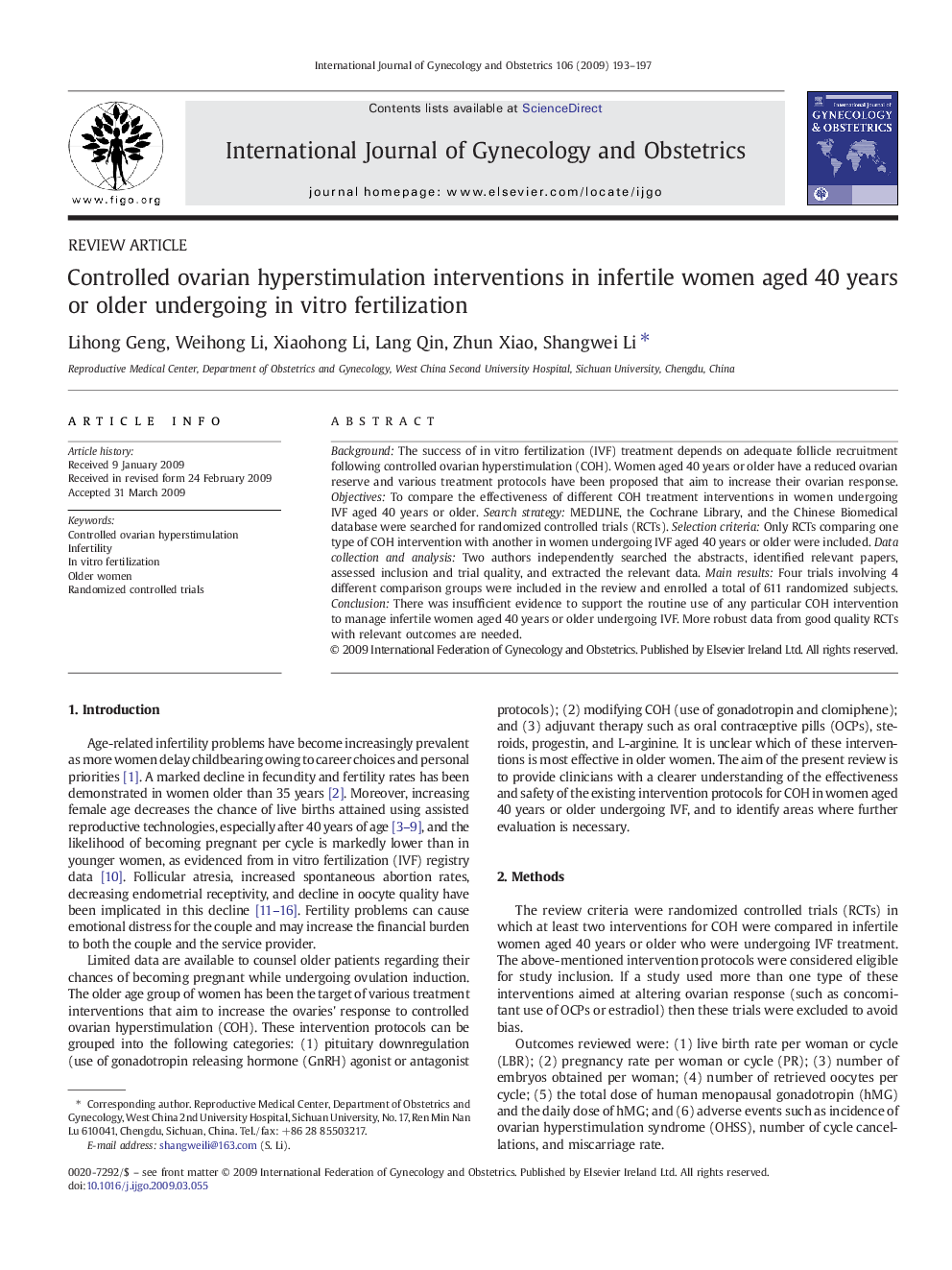 Controlled ovarian hyperstimulation interventions in infertile women aged 40 years or older undergoing in vitro fertilization