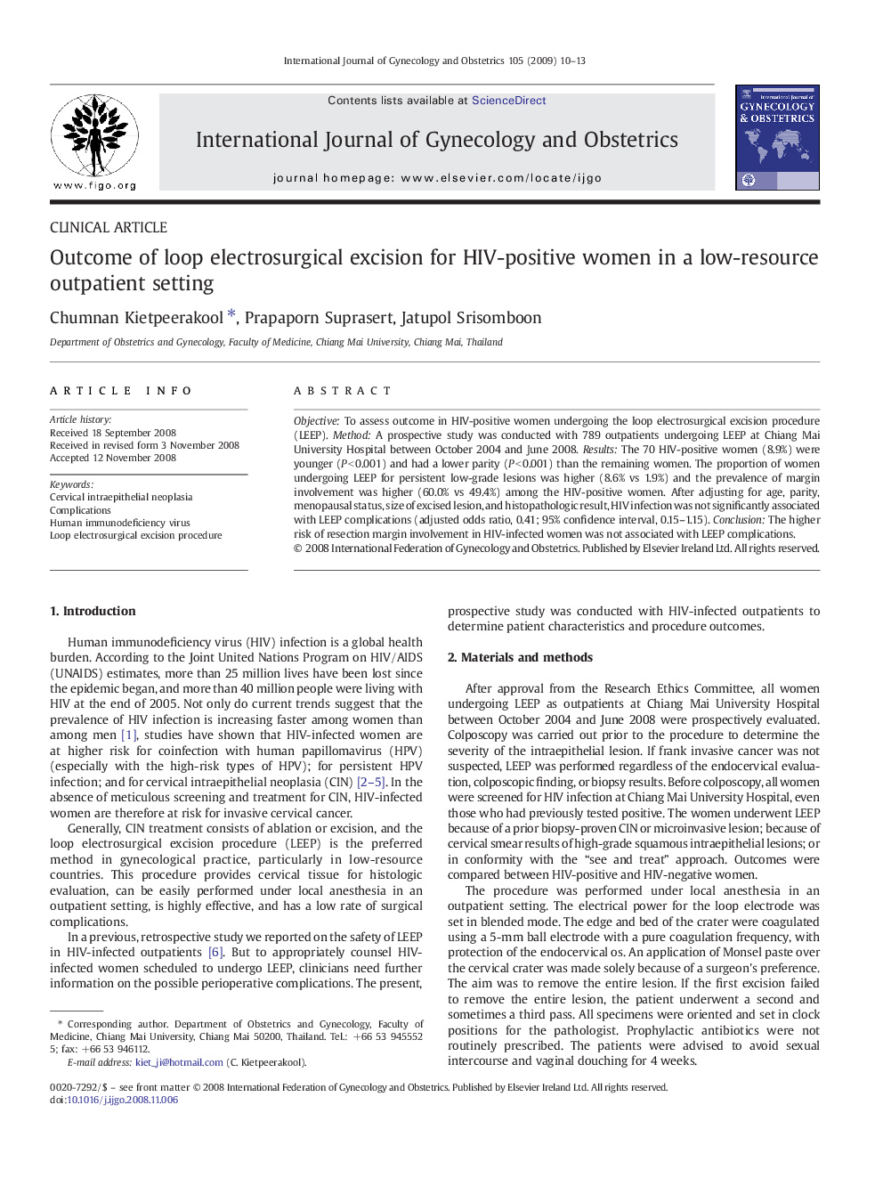 Outcome of loop electrosurgical excision for HIV-positive women in a low-resource outpatient setting