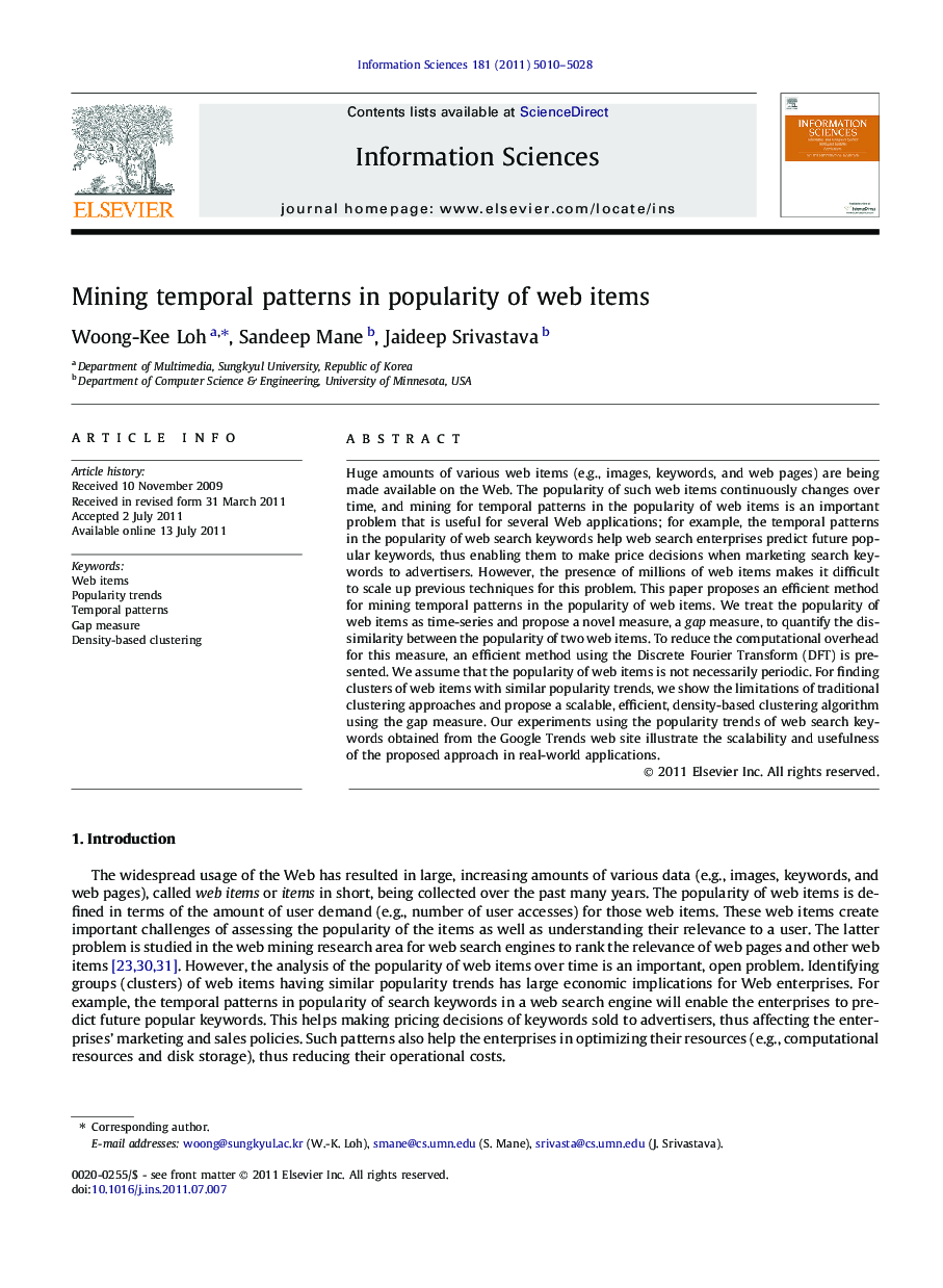 Mining temporal patterns in popularity of web items