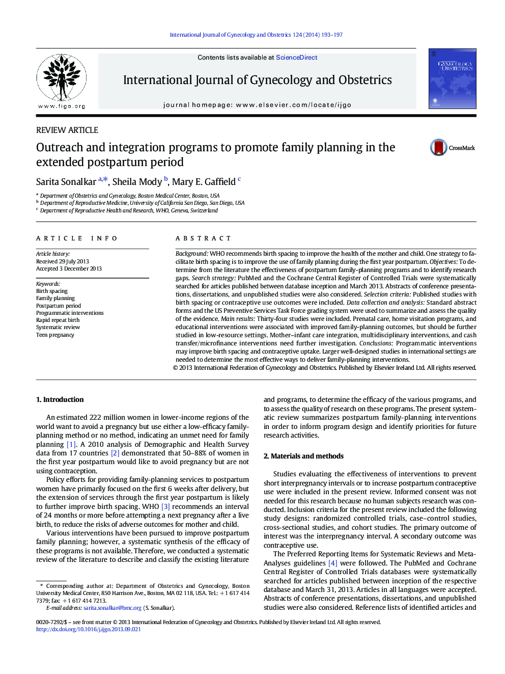 Outreach and integration programs to promote family planning in the extended postpartum period