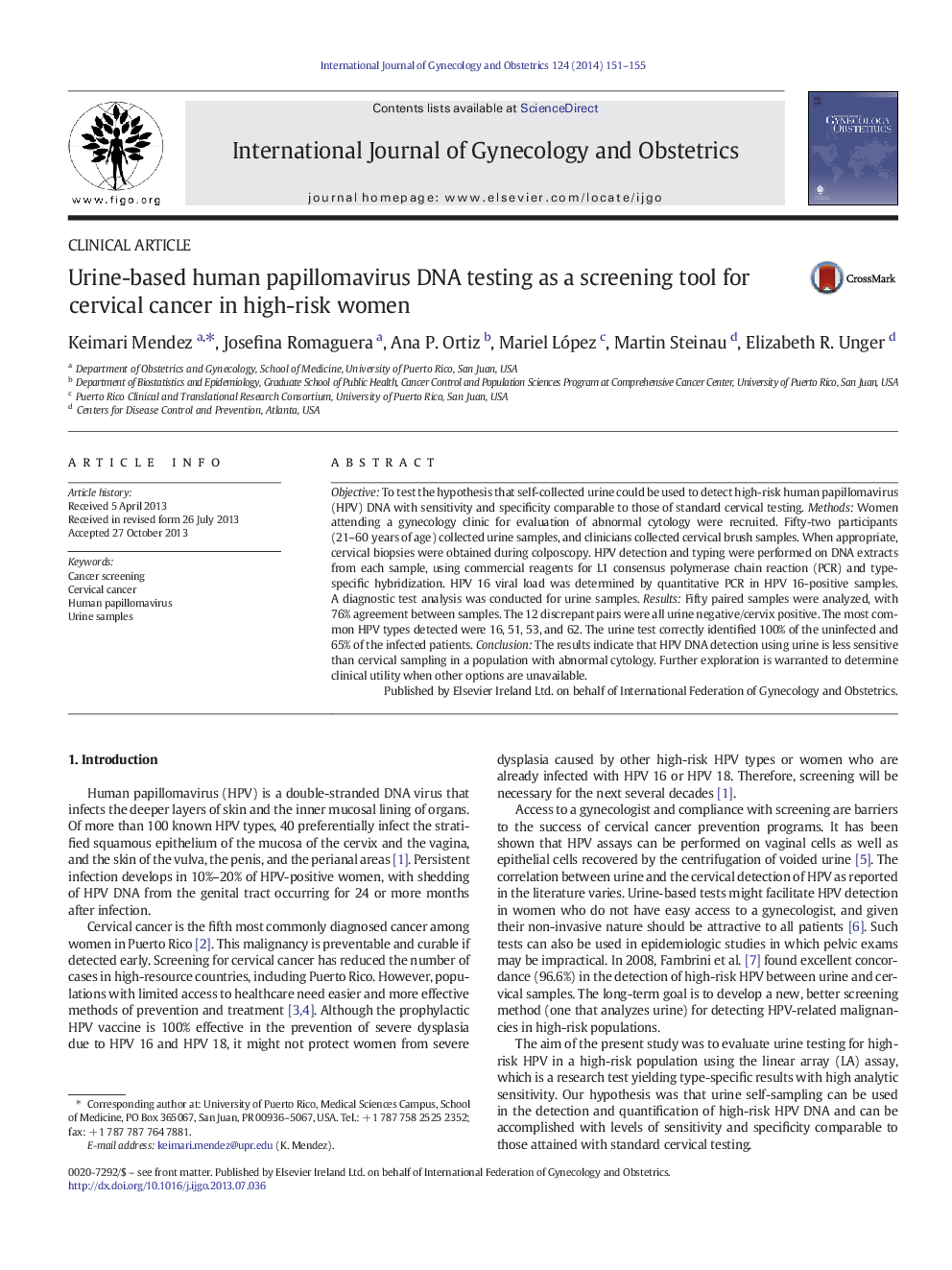 Urine-based human papillomavirus DNA testing as a screening tool for cervical cancer in high-risk women