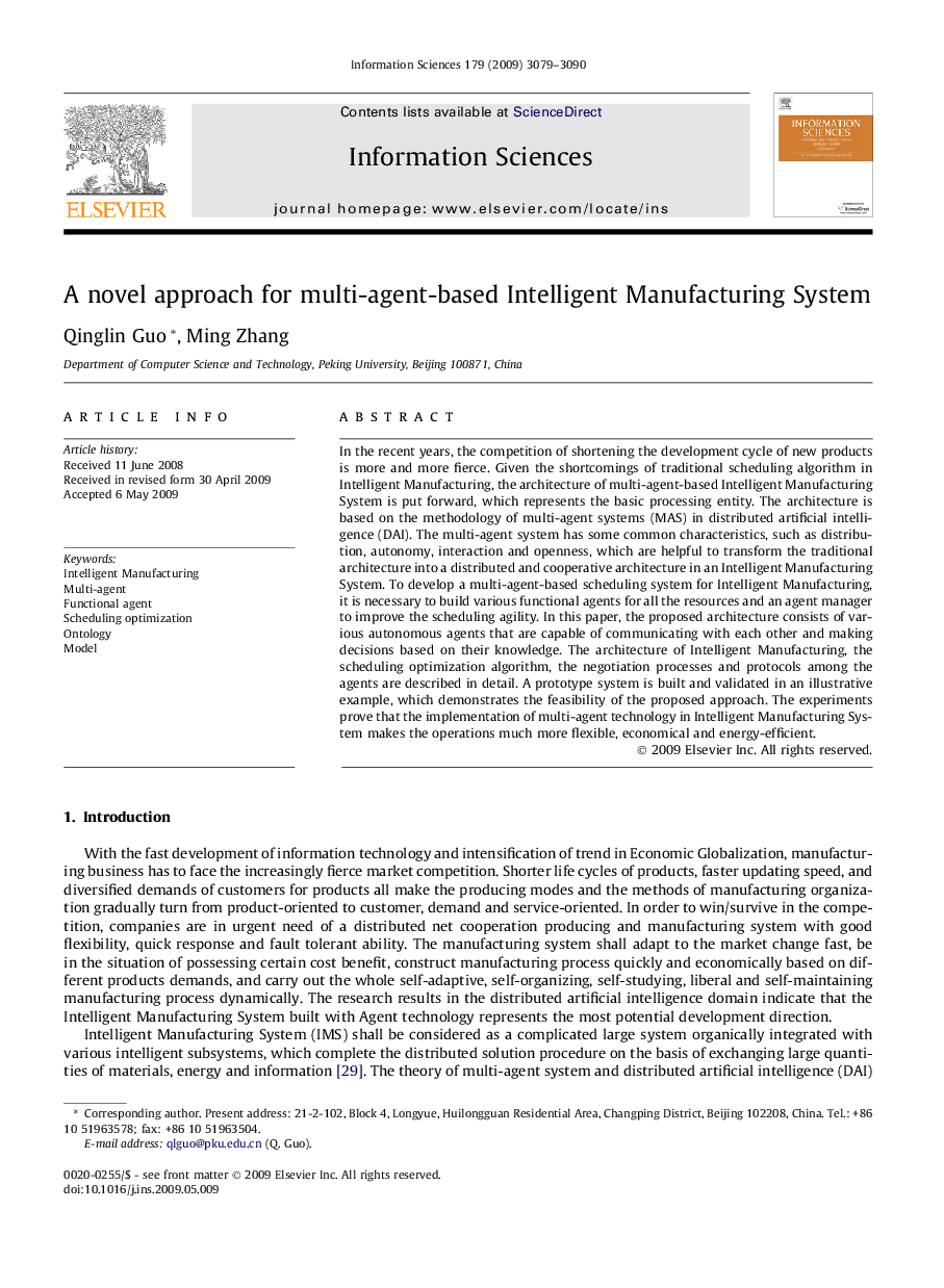 A novel approach for multi-agent-based Intelligent Manufacturing System