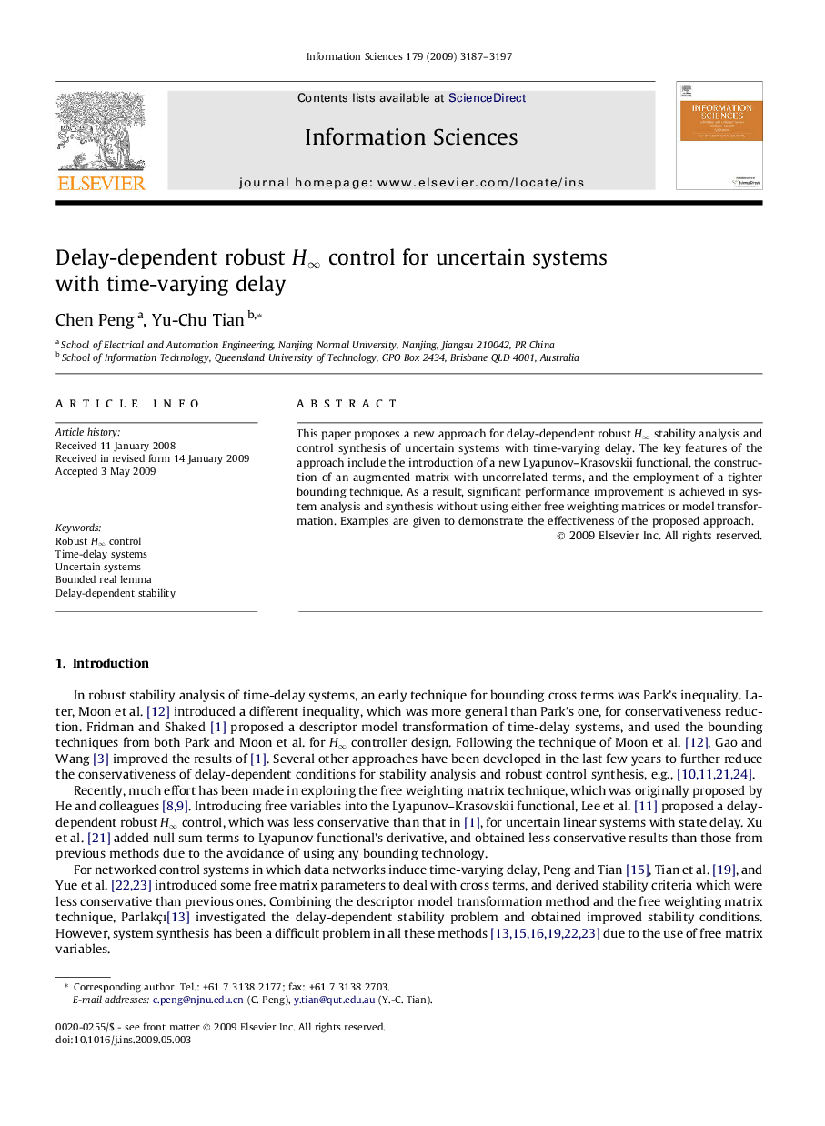 Delay-dependent robust H∞H∞ control for uncertain systems with time-varying delay