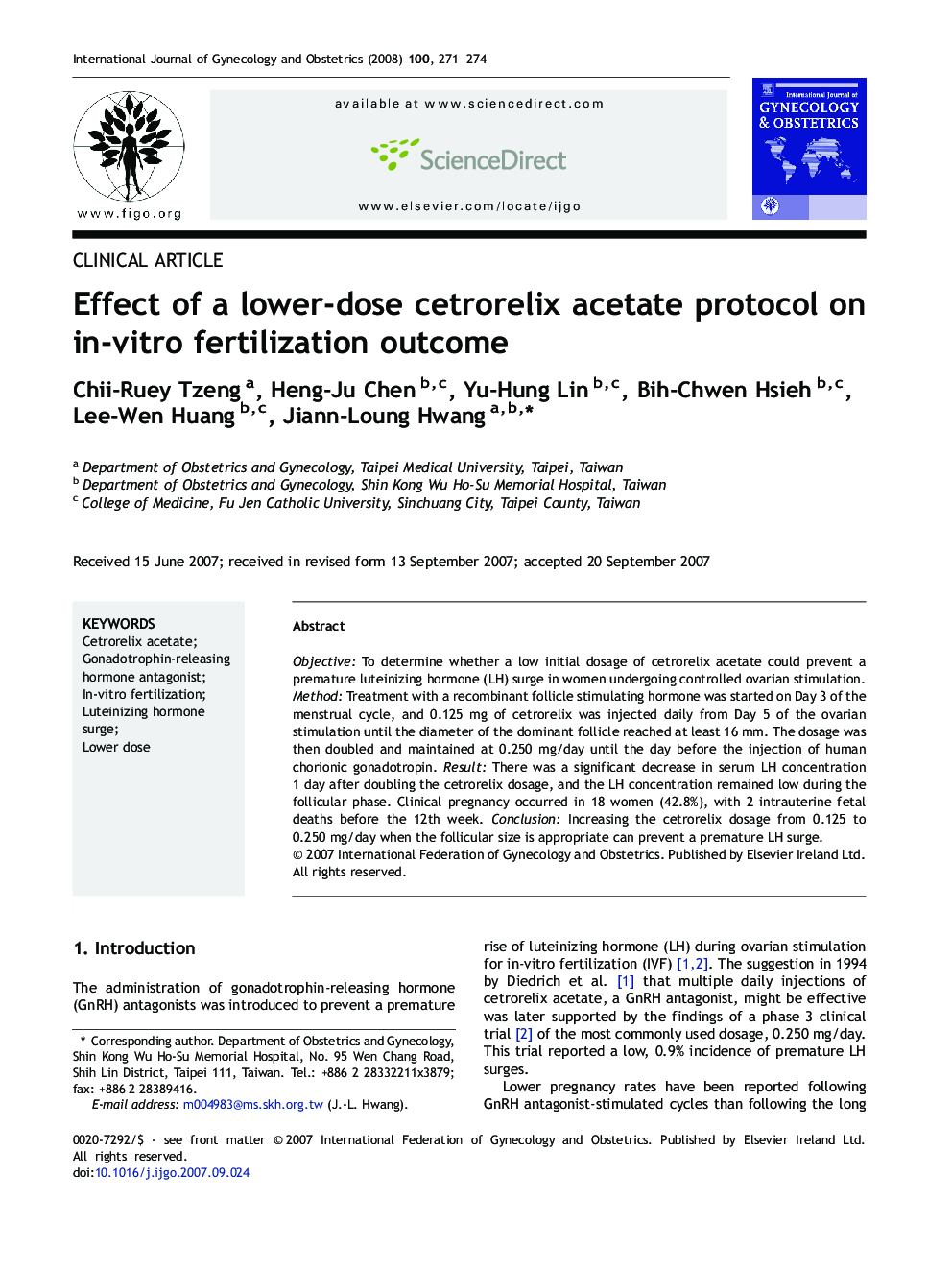 Effect of a lower-dose cetrorelix acetate protocol on in-vitro fertilization outcome