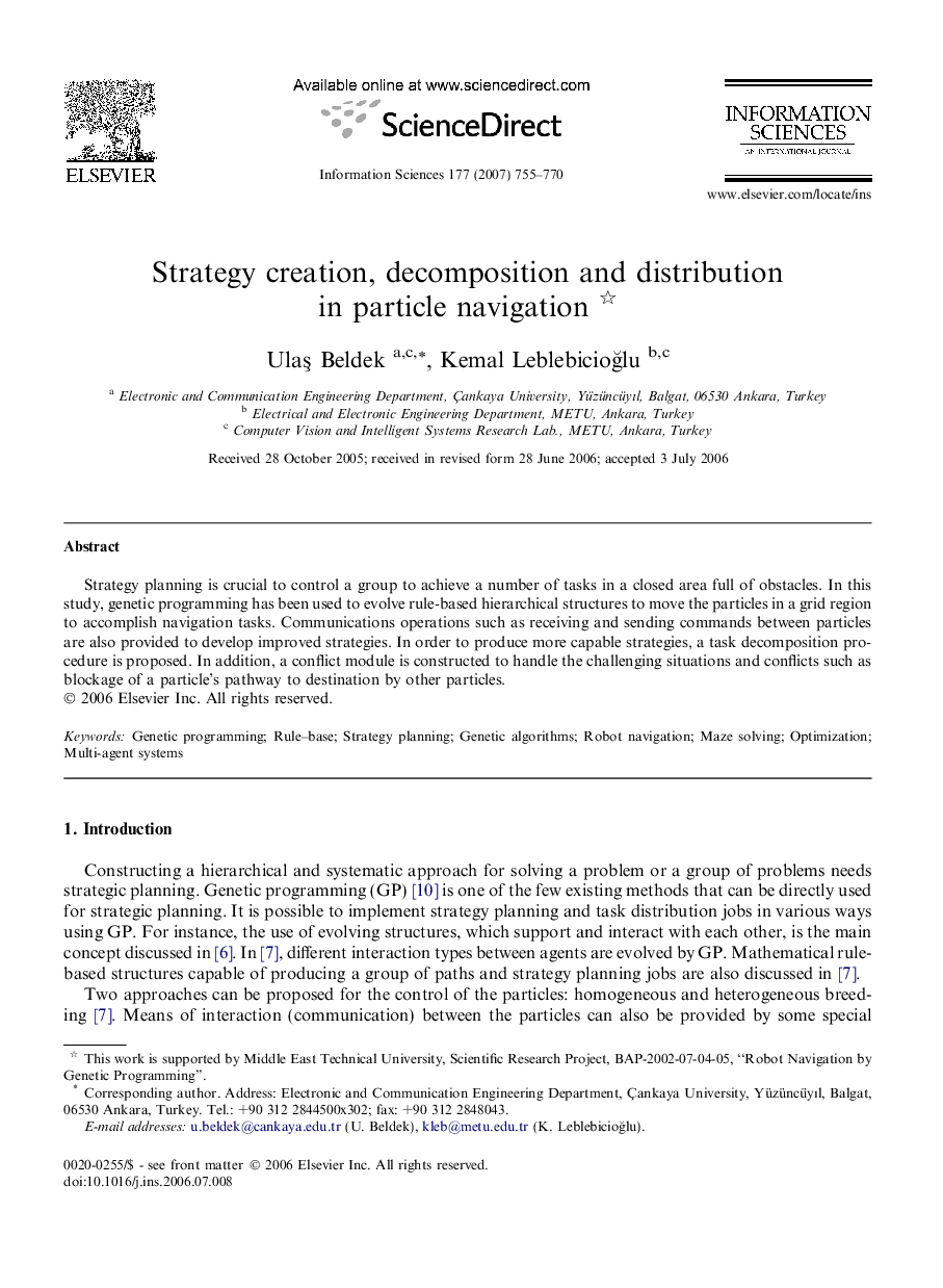 Strategy creation, decomposition and distribution in particle navigation 