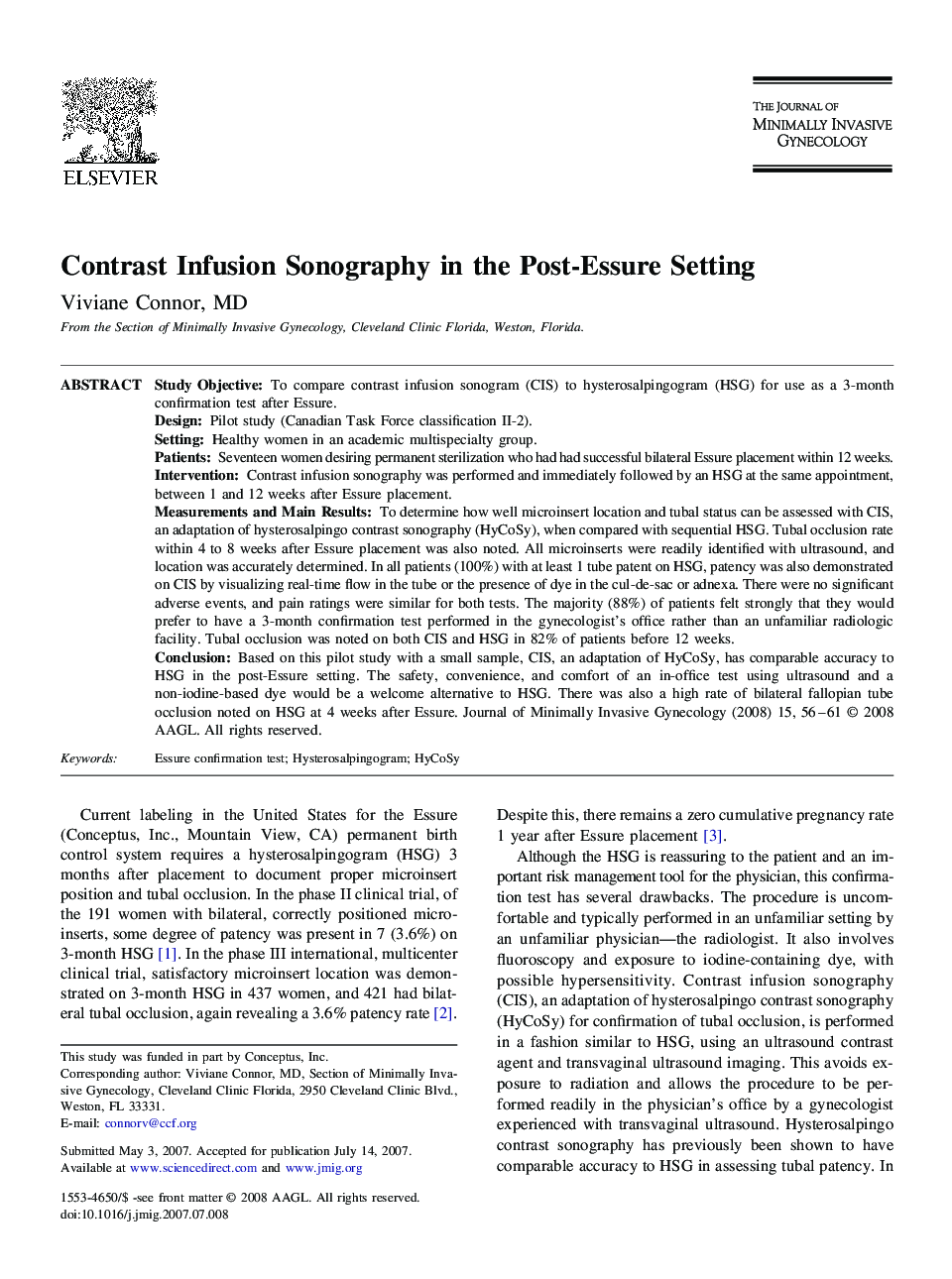 Contrast Infusion Sonography in the Post-Essure Setting 