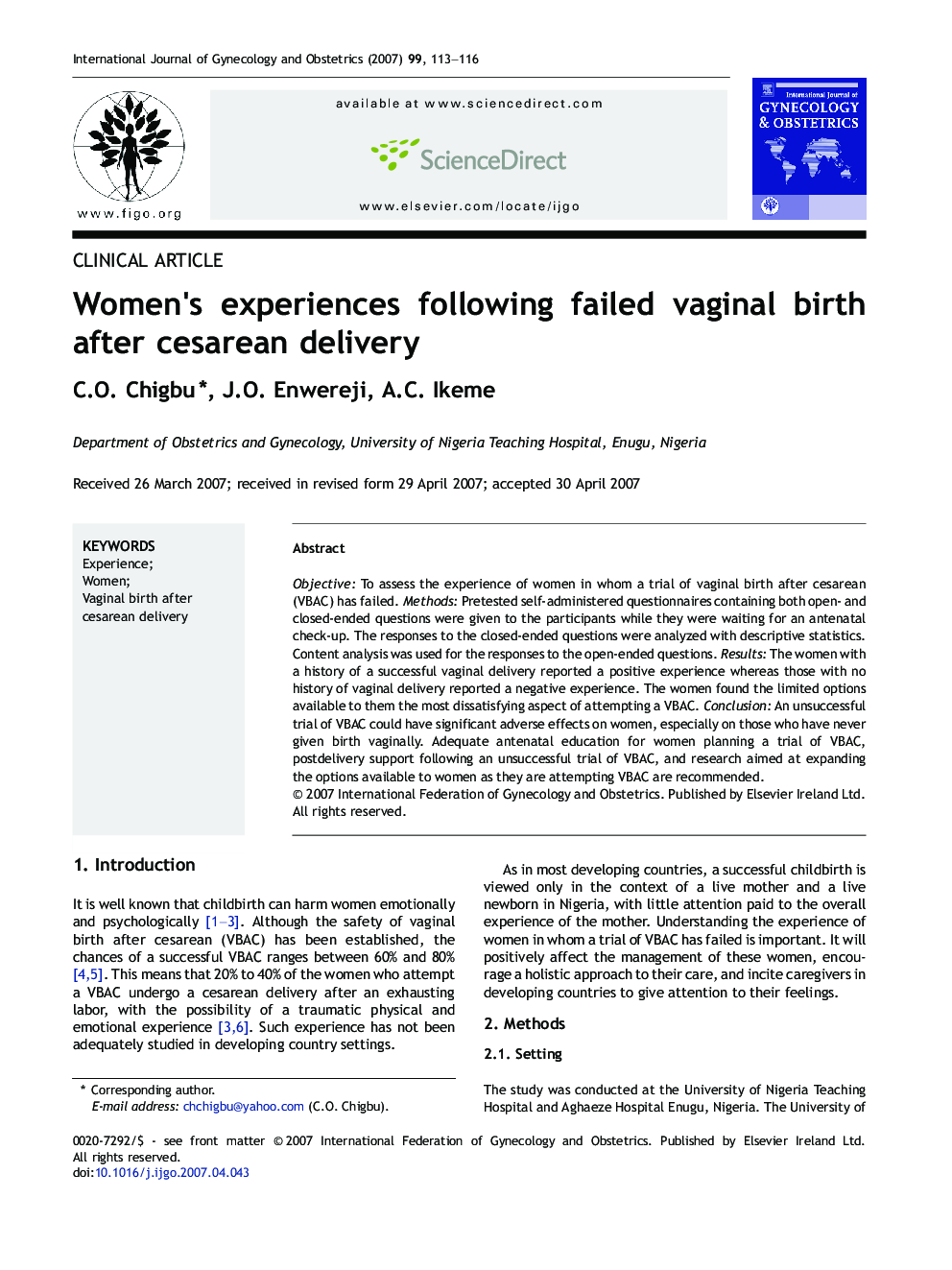 Women's experiences following failed vaginal birth after cesarean delivery