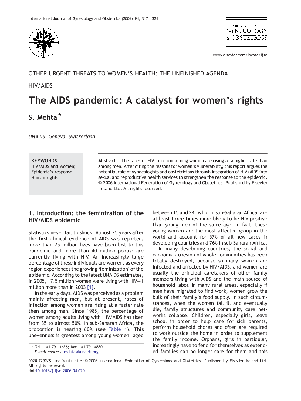 The AIDS pandemic: A catalyst for women's rights