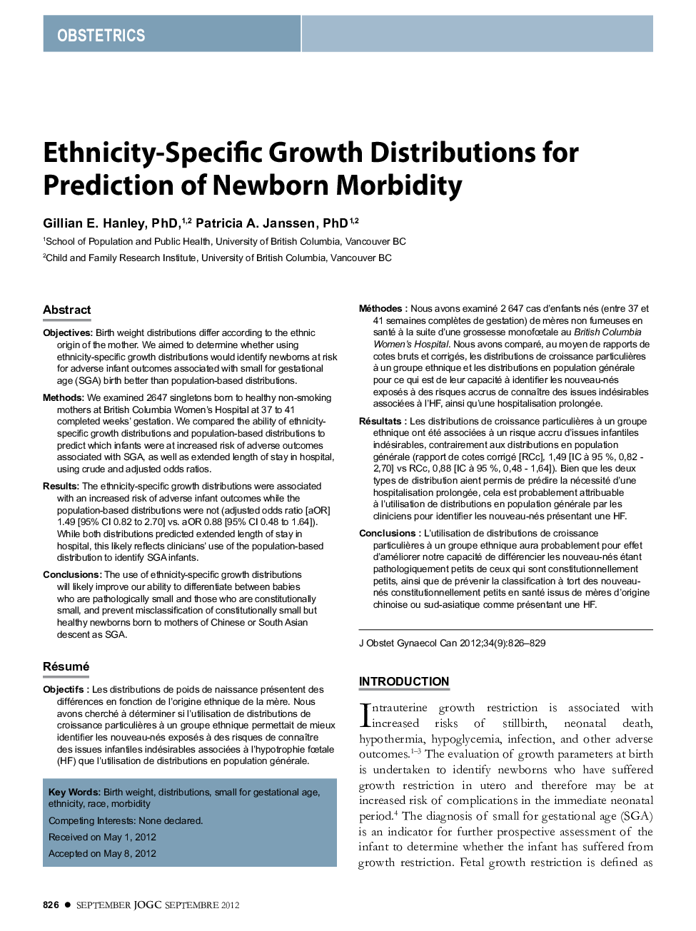 Ethnicity-Specific Growth Distributions for Prediction of Newborn Morbidity