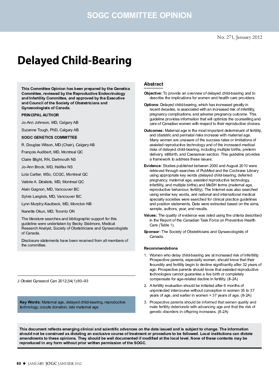 Delayed Child-Bearing