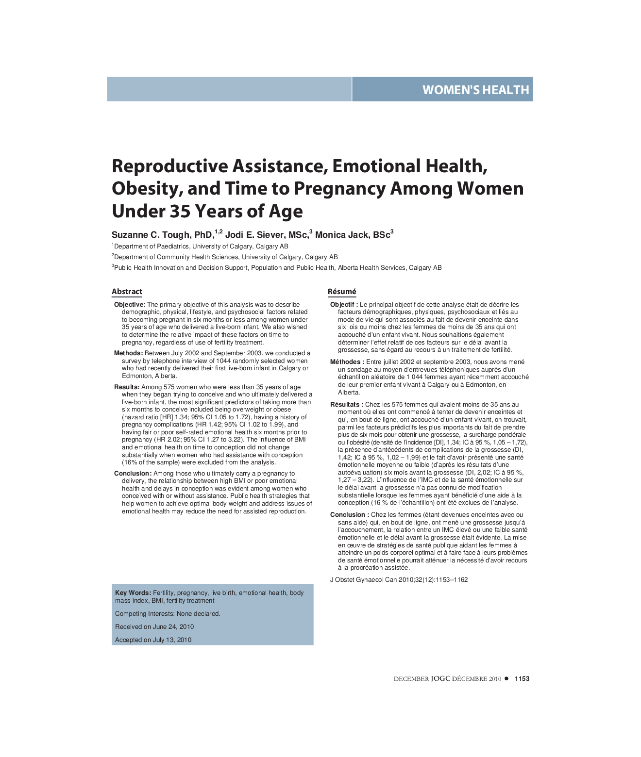 Reproductive Assistance, Emotional Health, Obesity, and Time to Pregnancy Among Women Under 35 Years of Age