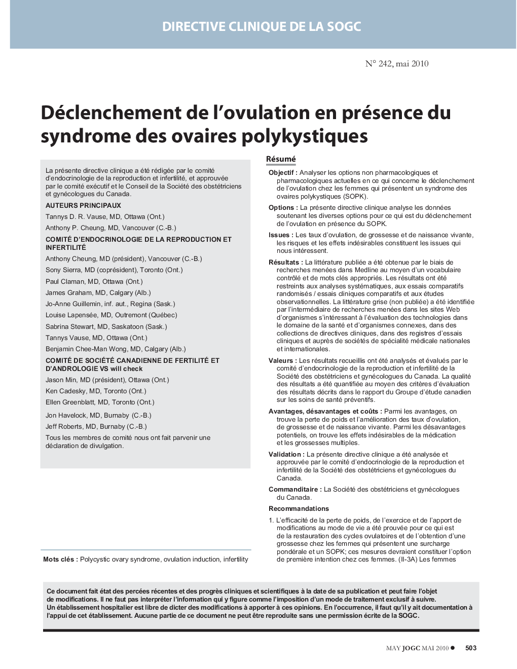 Déclenchement de l'ovulation en présence du syndrome des ovaires polykystiques