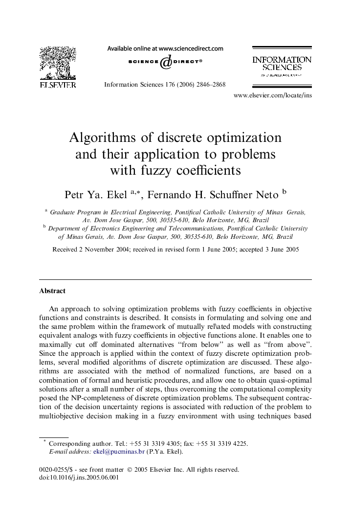 Algorithms of discrete optimization and their application to problems with fuzzy coefficients