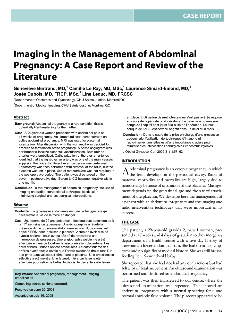 Imaging in the Management of Abdominal Pregnancy: A Case Report and Review of the Literature