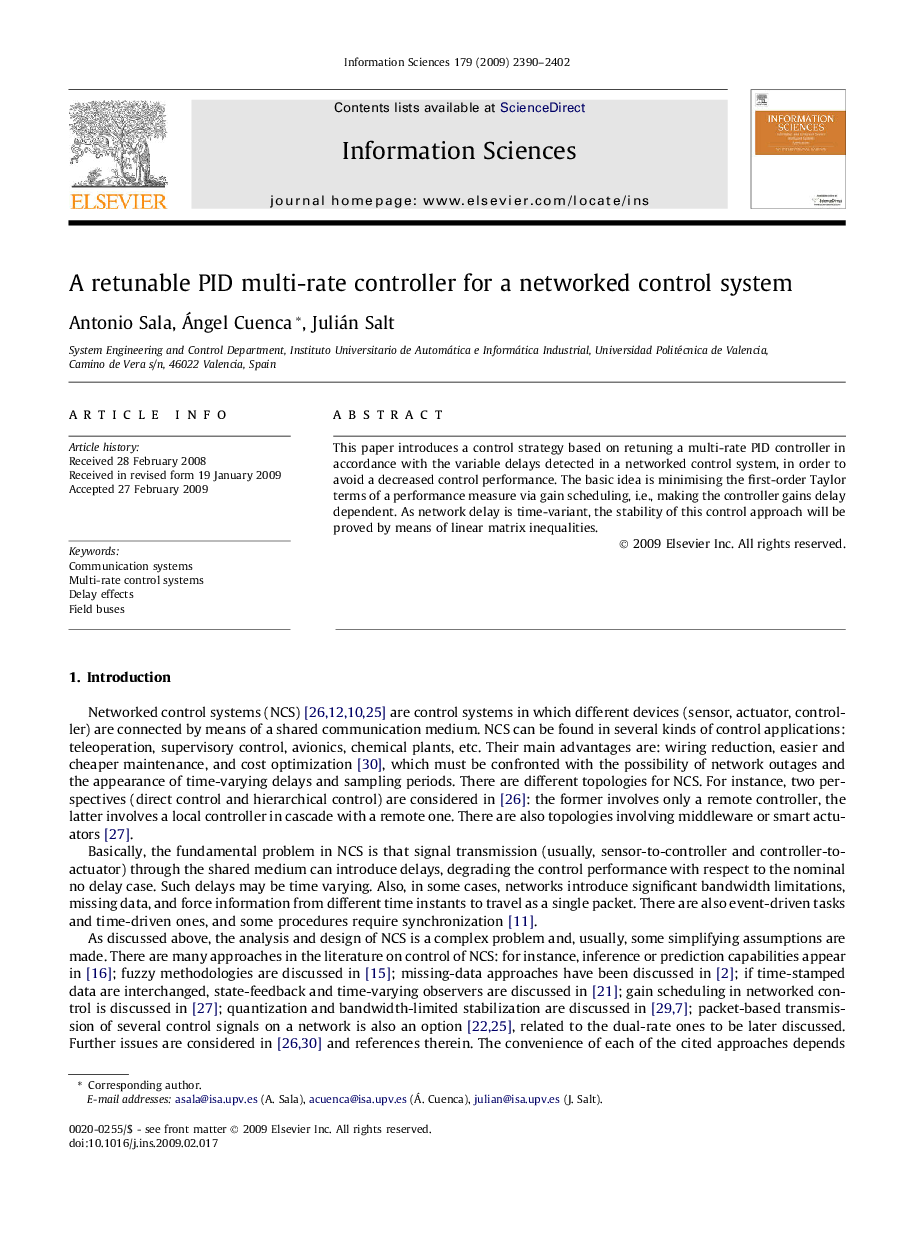 A retunable PID multi-rate controller for a networked control system