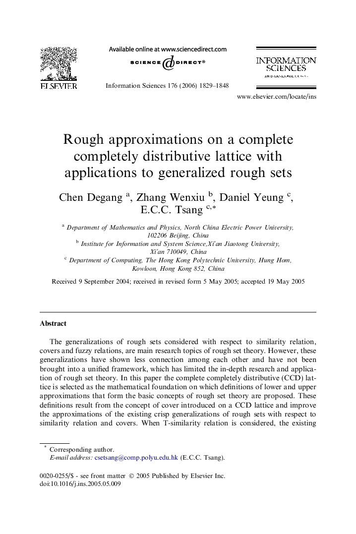 Rough approximations on a complete completely distributive lattice with applications to generalized rough sets