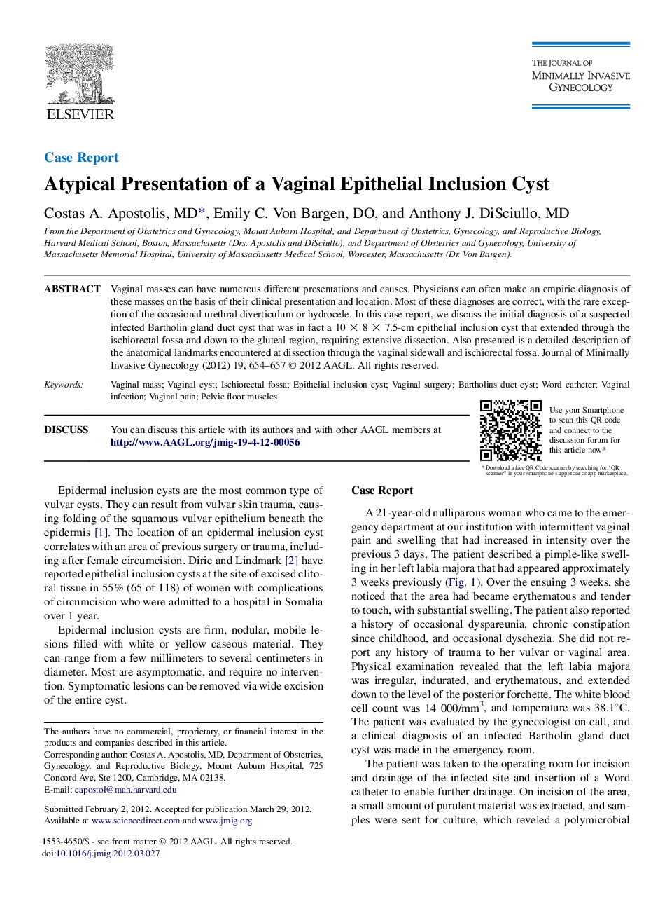 Atypical Presentation of a Vaginal Epithelial Inclusion Cyst 