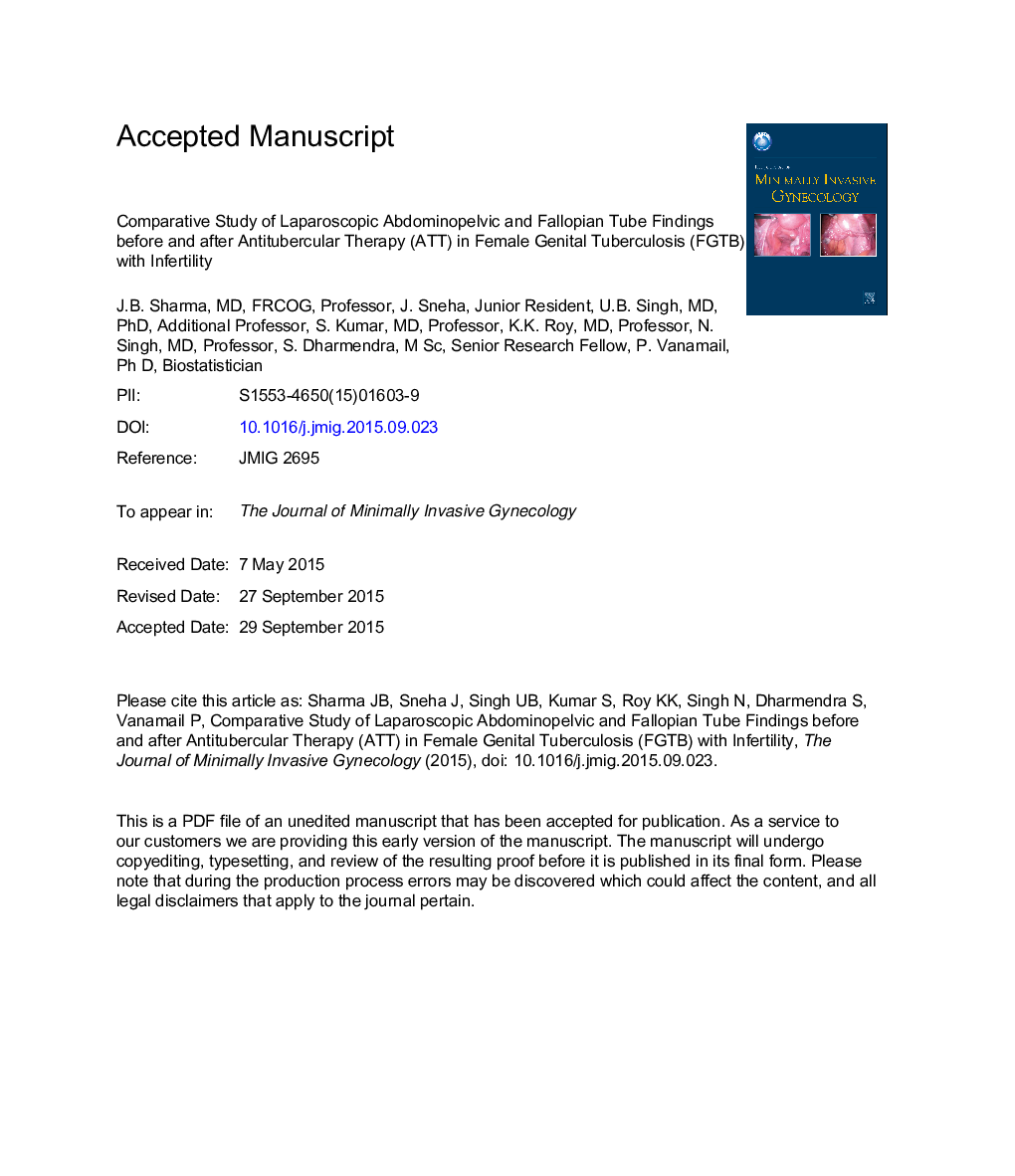 Comparative Study of Laparoscopic Abdominopelvic and Fallopian Tube Findings Before and After Antitubercular Therapy in Female Genital Tuberculosis With Infertility