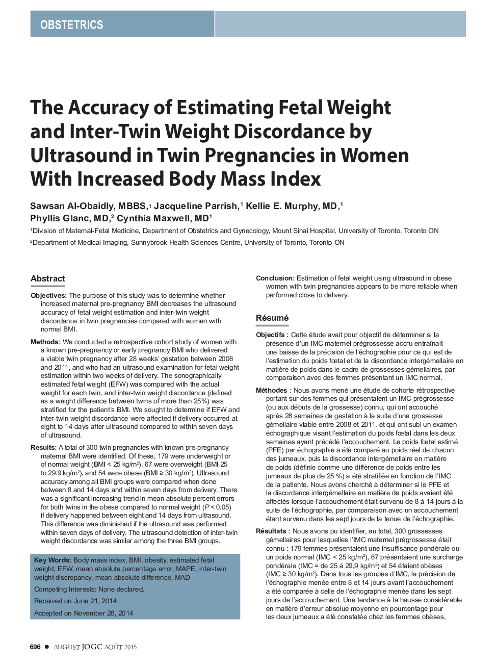 دقت برآورد وزن جنینی و اختلاف وزن دوقلو با سونوگرافی در بارداری دوقلو در زنان با افزایش شاخص توده بدنی 
