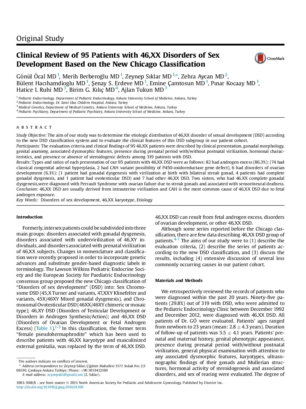 Clinical Review of 95 Patients with 46,XX Disorders of Sex Development Based on the New Chicago Classification 