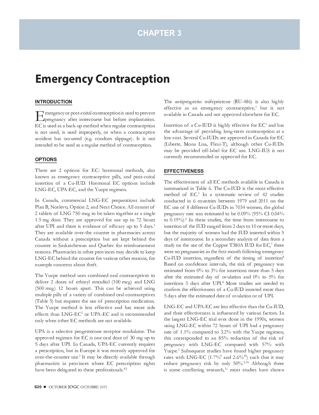 Canadian Contraception Consensus Chapter 3 Emergency Contraception