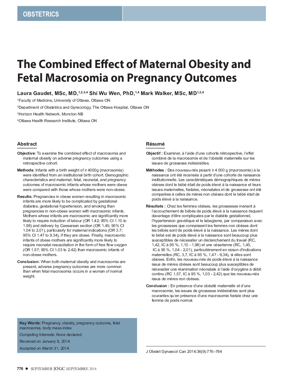 The Combined Effect of Maternal Obesity and Fetal Macrosomia on Pregnancy Outcomes