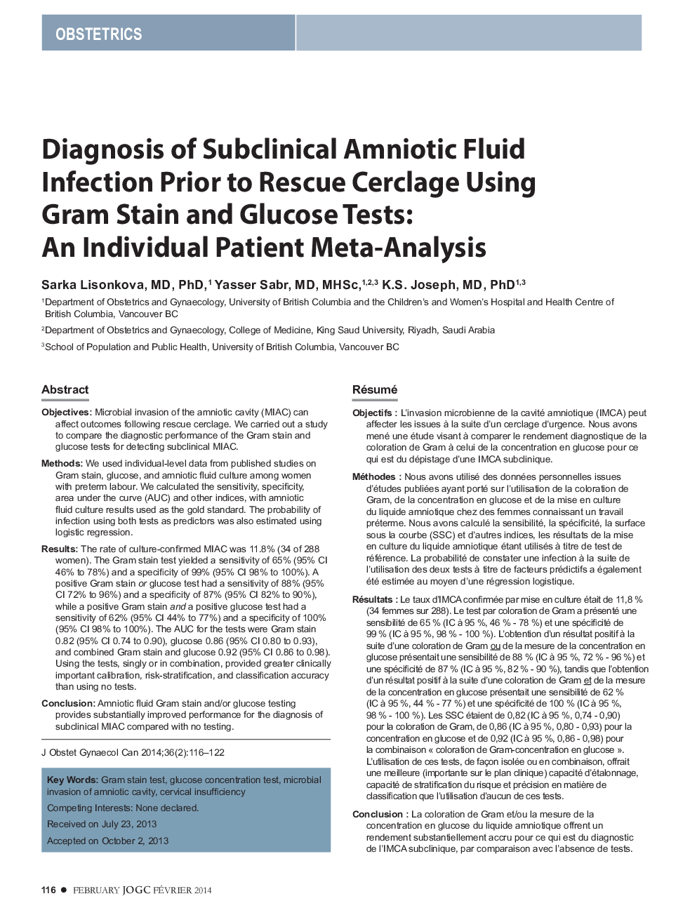 تشخیص عفونت مایع آمنیوتیک زیر کلینیکی قبل از نجات سارکلاژ با استفاده از آزمونهای پارامتر و گلوکز گام: یک متاآنالیز بیمار فرد 