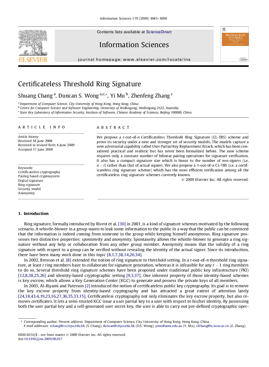 Certificateless Threshold Ring Signature