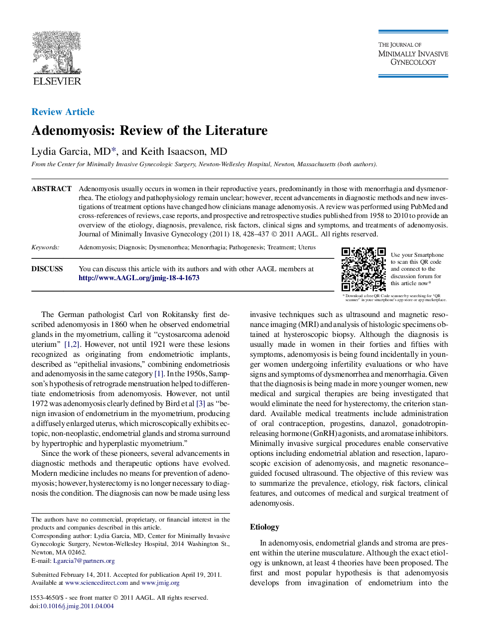 Adenomyosis: Review of the Literature 