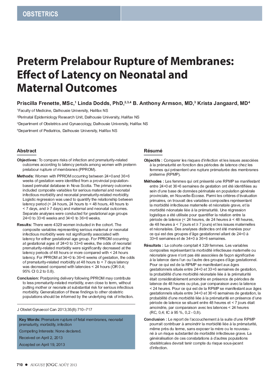 Preterm Prelabour Rupture of Membranes: Effect of Latency on Neonatal and Maternal Outcomes