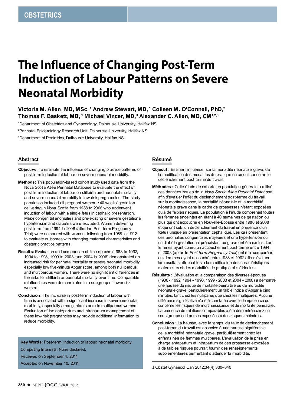 The Influence of Changing Post-Term Induction of Labour Patterns on Severe Neonatal Morbidity