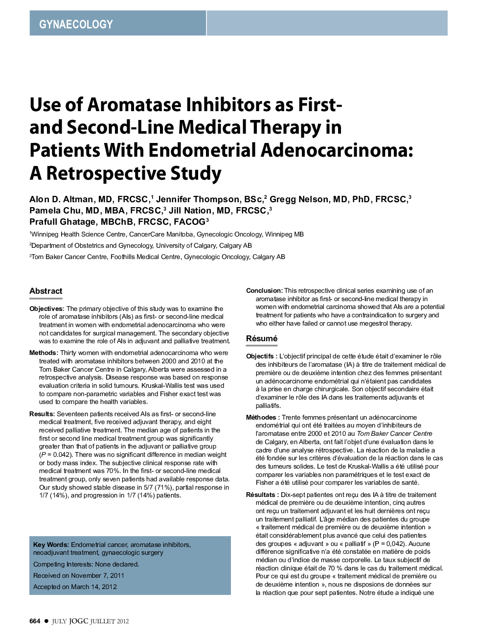 عکس صفحه اول مقاله: Use of Aromatase Inhibitors as First-and Second-Line Medical Therapy in Patients With Endometrial Adenocarcinoma: A Retrospective Study Use of Aromatase Inhibitors as First-and Second-Line Medical Therapy in Patients With Endometrial Adenocarcinoma: A Retrospective Study