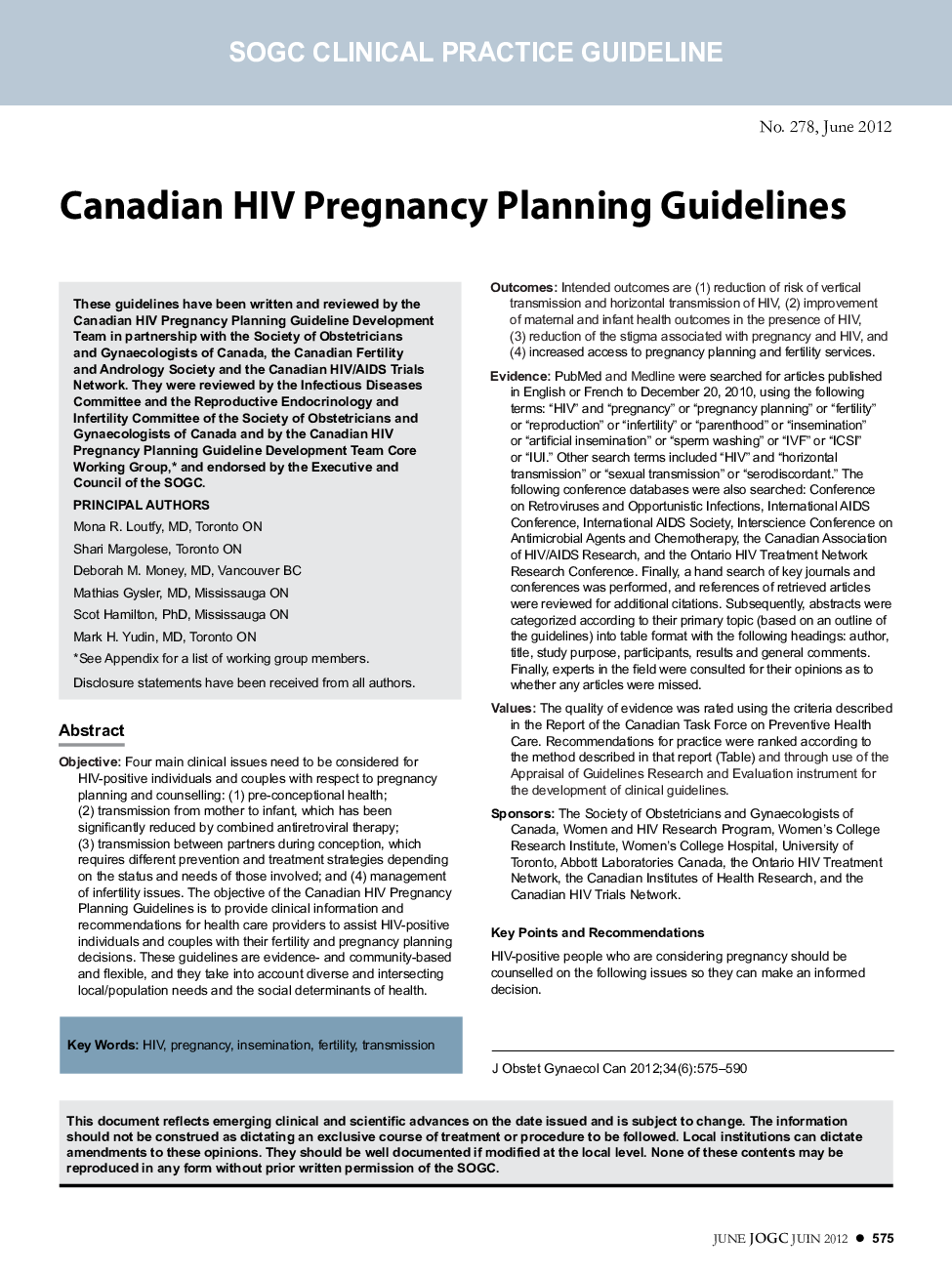 Canadian HIV Pregnancy Planning Guidelines