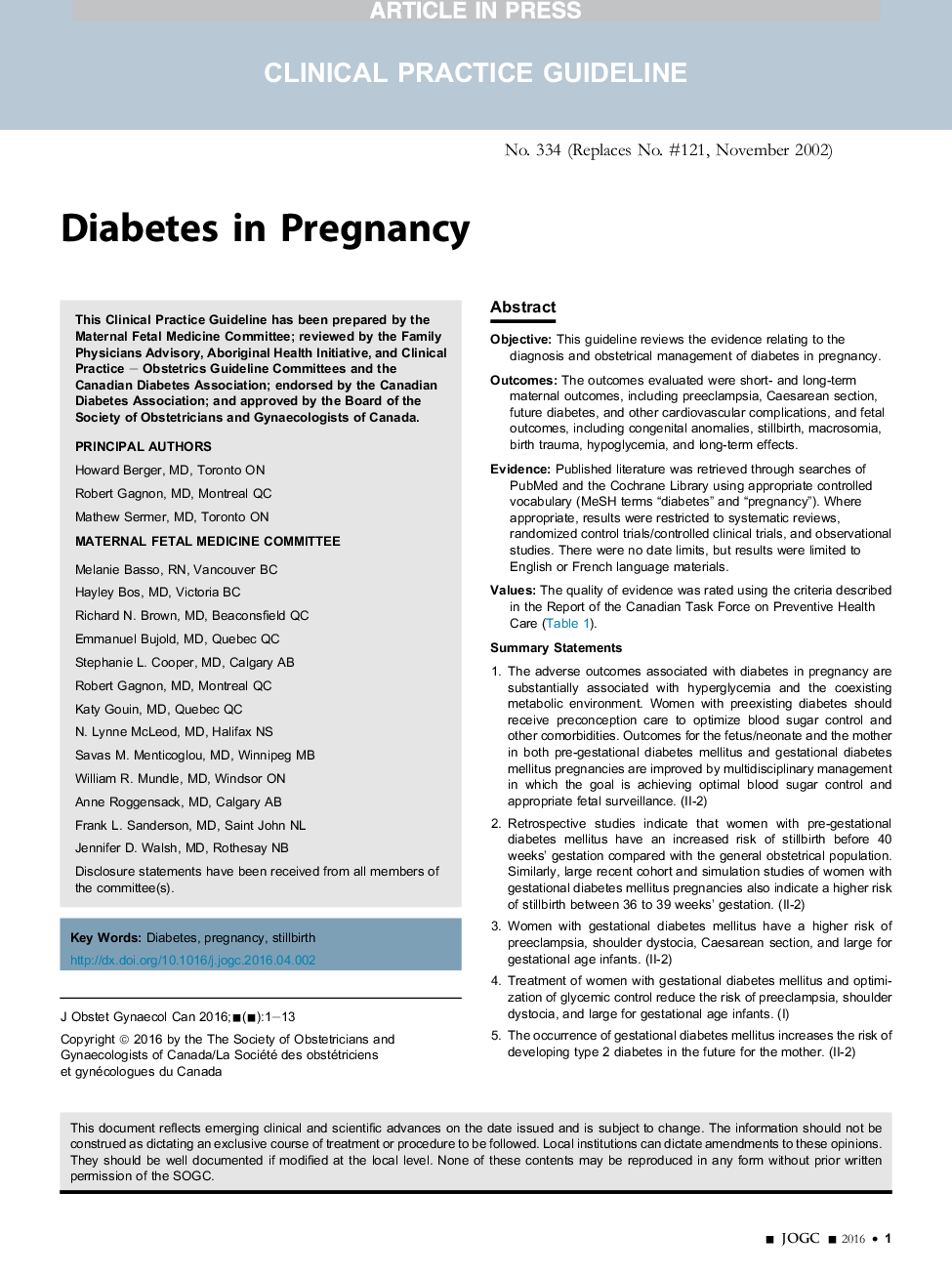 Diabetes in Pregnancy