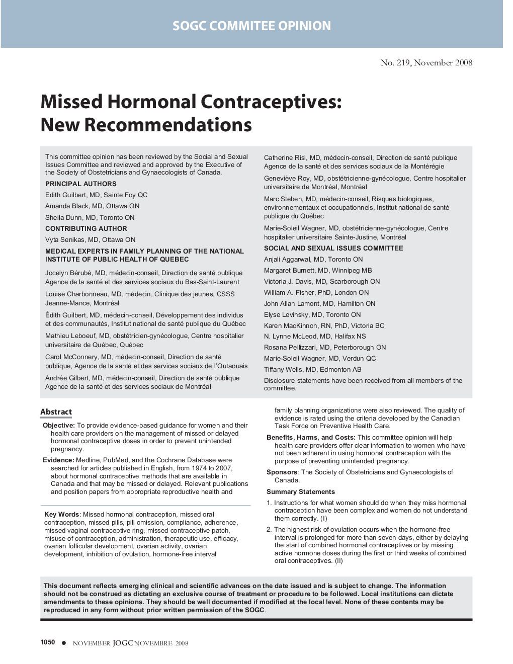 Missed Hormonal Contraceptives: New Recommendations