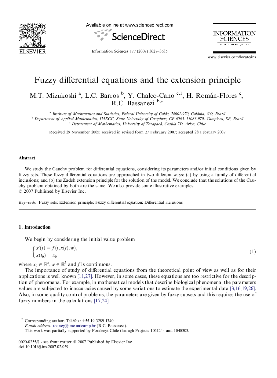 Fuzzy differential equations and the extension principle