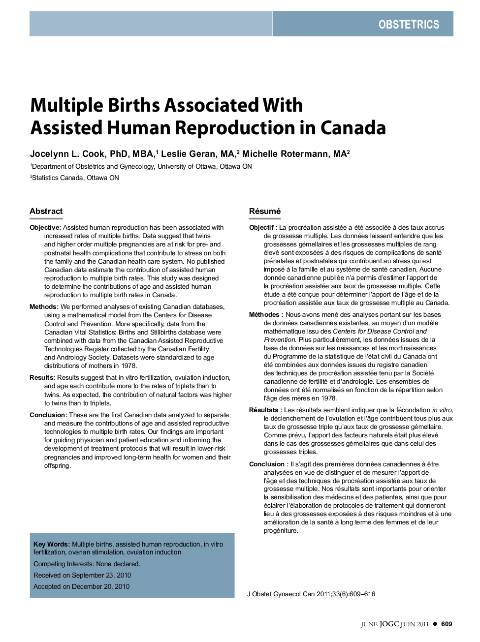 Multiple Births Associated With Assisted Human Reproduction in Canada