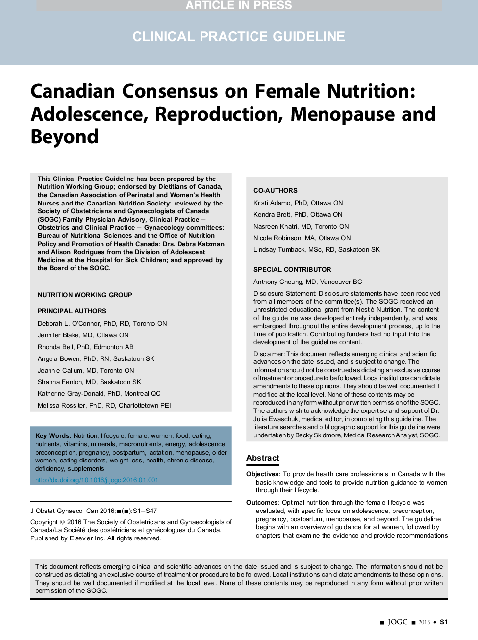 توافق کانادا در مورد تغذیه زن: نوجوانی، تولید مثل، یائسگی و فراتر از آن 