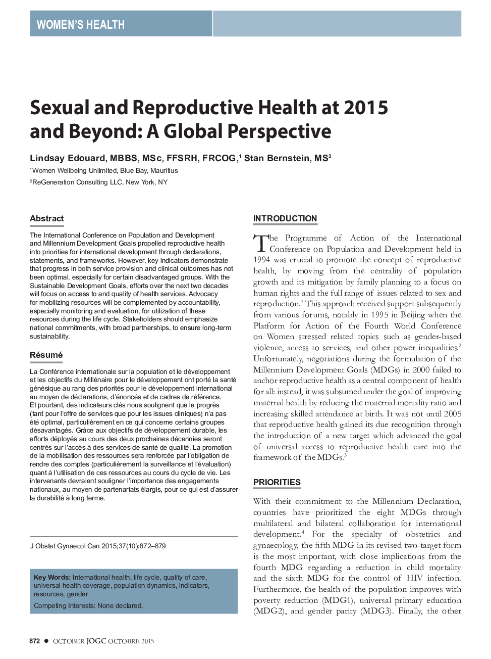 بهداشت جنسی و سالمندی در 2015 و بعد از آن: چشم انداز جهانی 