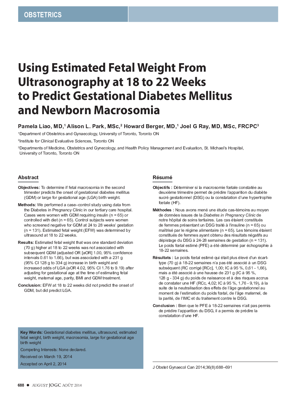 Using Estimated Fetal Weight From Ultrasonography at 18 to 22 Weeks to Predict Gestational Diabetes Mellitus and Newborn Macrosomia